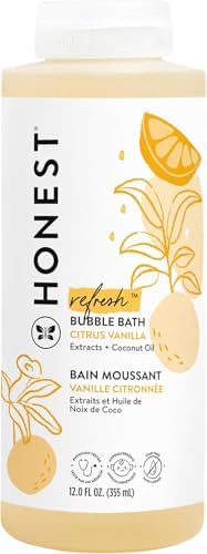 The Honest Company Foaming Bubble Bath | Gentle for Baby | Naturally Derived, Tear-free, Hypoallergenic | Citrus Vanilla Refresh, 12 fl oz