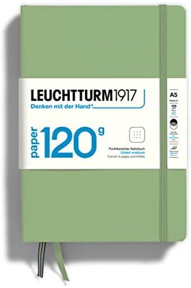 LEUCHTTURM1917 - 120G Special Edition - Medium A5 Dotted Hardcover Notebook (Sage) - 203 Numbered Pages with 120gsm Paper