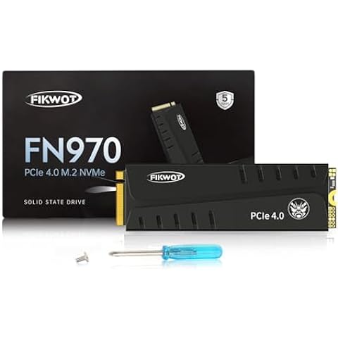 Fikwot FN970 SSD 2TB M.2 2280 PCIe Gen4 x4 NVMe 1.4 内蔵 SSD ヒートシンク付き PS5動作確認済み R:7400MB/s W:6800MB/s DRAM キャッシュ メーカー5年保証