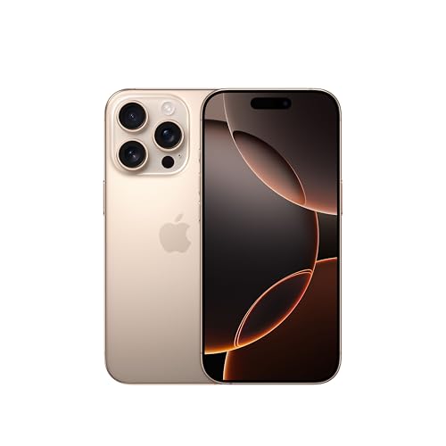 Apple iPhone 16 Pro de 128 GB: Smartphone 5G con Control de Cámara, grabación en 4K a 120 f/s con Dolby Vision y un Gran Salto en autonomía. Compatible con los AirPods; Titanio Color Desierto