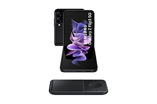 Samsung Galaxy Z Flip3 5G - Smartphone sin Tarjeta SIM, Android, Plegable, 128 GB, Color Negro + Wireless Charger Dúo (ES Version)