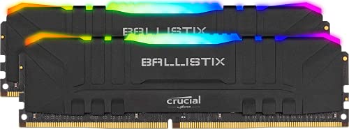 Crucial Ballistix BL2K8G32C16U4BL RGB, 3200 MHz, DDR4, DRAM, Memoria Gamer para Ordenadores de sobremesa, 16GB (8GBx2), CL16, Negro