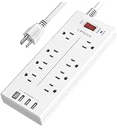 Power Strip, QINLIANF Surge Protector with 8 Outlets and 4 USB Ports, 6 Feet Extension Cord , 210...