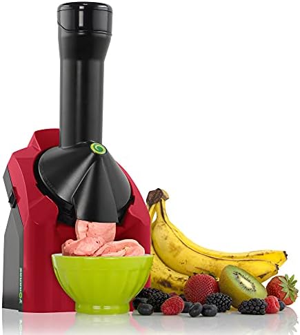 Yonanas 902RD Classic Vegan, Dairy-Free Frozen Fruit Soft Serve Maker, Includes 36 Recipes, 200-Watts, Red