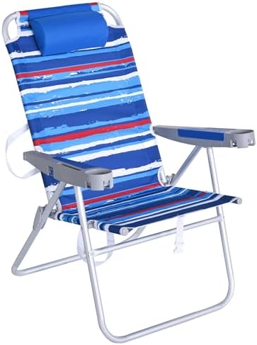 SUNNYFEEL Tall Folding Beach Chair Lightweight, Portable Sand Chair for Adults Heavy Duty 500 LBS with Cup Holders, Foldable High Camping Lawn Chairs for Camp/Outdoor/Picnic/Concert/Sports