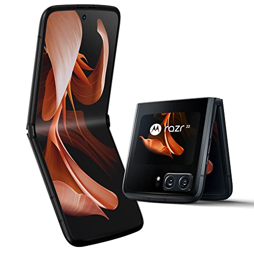 Motorola RAZR 2022, 8/256 GB, Qualcomm Snapdragon 8+, Cámara OIS 50 MP, Pantallas FHD y OLED de 6,7" de visualización rápida y vista Flexible, Diseño Plegable, Android 12, 5G, eSIM, Negro Satinado