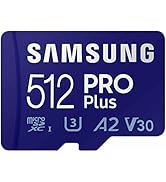 SAMSUNG PRO Plus microSD Memory Card + Adapter, 512GB MicroSDXC, Up to 180 MB/s, Full HD & 4K UHD...