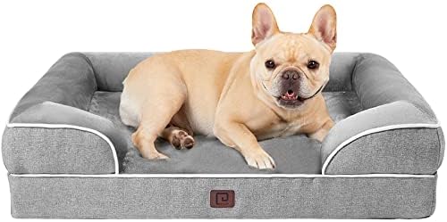 EHEYCIGA Orthopedic Dog Bed for Medium Dogs, Waterproof Memory Foam Medium Dog Beds with Sides, Non-Slip Bottom and Egg-Crate Foam Medium Dog Couch Bed with Washable Removable Cover, Grey