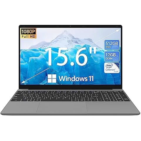 ApoloSign 15.6 Inch Laptop Computer, Windows 11 Laptops with 12GB RAM 512GB SSD, FHD IPS 1920x1200 Display, Celeron N5095 Quad-Core Processor (Up to 2.8GHz), 2.4G+5G WiFi, 178° Open Angle