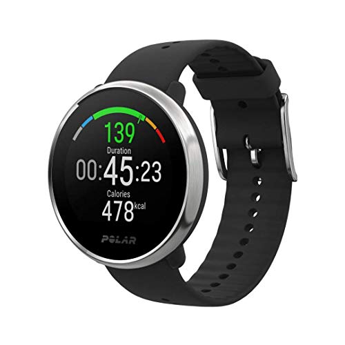 Polar Ignite – Reloj de fitness con GPS integrado, pulsómetro de muñeca, guías de entrenamiento - hombre/mujer - negro/plata M/L