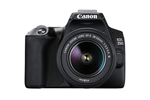 EOS 250D - Cámara digital (24, 1 megapíxeles, pantalla de 7,7 cm (3"), Vari-Angle Display, sensor APS-C, 4K, Full HD, DIGIC 8, WLAN, Bluetooth), incluye objetivo EF-S 18-55mm f/3.5-5,6 III, Negro