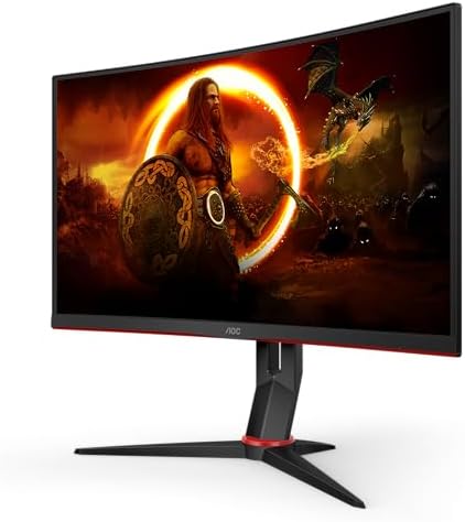 AOC Gaming CQ27G2S/BK - 27 Inch QHD Curved Gaming Monitor, 165Hz, 1ms, VA, FreeSync, HDR10, Height Adjust , Low input Lag, Game modes (2560 x 1440 165Hz, HDMI 2.0 / DP 1.2)