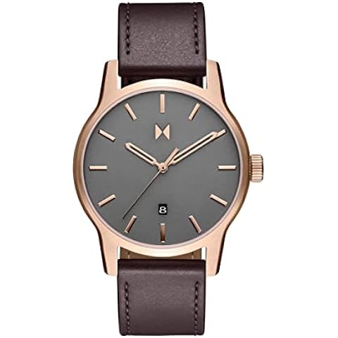 MVMT Classic II - Vintage Men’s Wristwatch - Minimalist Watch - Stainless Steel Water-Resistant Watch 5 ATM/50 Meters - Premium Leather Men’s Watches - Interchangeable Bands - 44mm