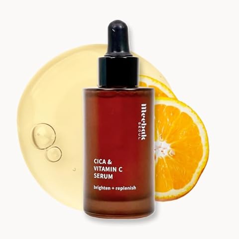 Meebak Korean Vitamin C Serum for Face | Radiance & Anti-Aging Serum with Cica, Green Tea, Niacinamide | For Sensitive Skin, Dark Spots, and Even Skin Tone - 1.1 fl oz