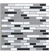 Art3d 10-Piece Stick on Backsplash Tile for Kitchen/Bathroom, 12" x 12" Gray-White Tile