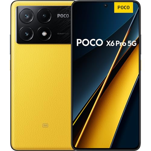 Poco X6 Pro - Smartphone de 8+256GB, Pantalla AMOLED de 6.67” 120Hz 1.5K, MediaTek Dimensity 8300-Ultra, Triple cámara de hasta 64MP, 5000mAh, Amarillo (Versión ES)