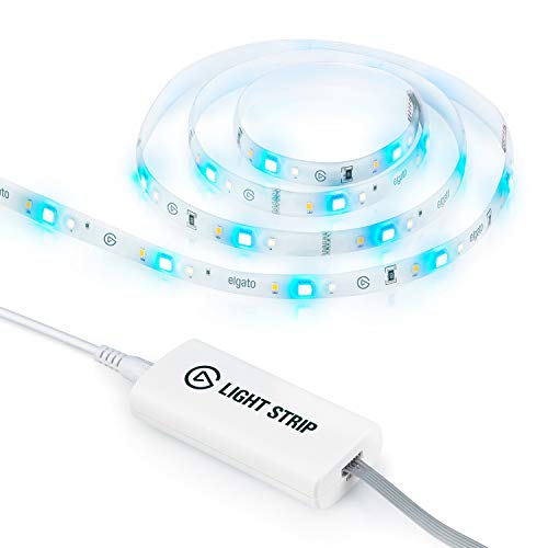 Elgato Light Strip, Luces LED RGBWW, 2000 lúmenes, 16 millones de colores, blanco cálido/frío, control con app, iOS, Android, PC, Mac, integración con Stream Deck