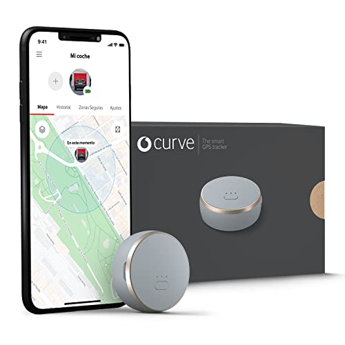 Curve, Localizador GPS Inteligente, Mini Dispositivo Ligero con Rastreo Ilimitado Desde tu Móvil para tu Coche, Bolso, Perro, Llaves y Mochila - Requiere Suscripción