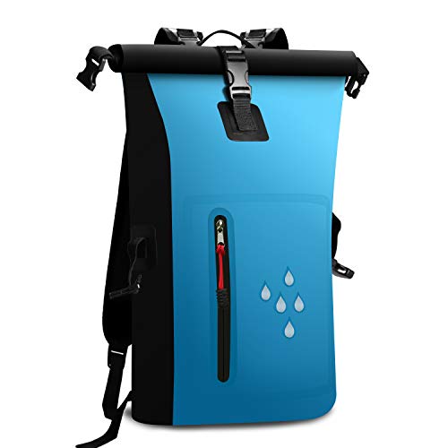 [素直な虹] SNONNJ 防水 リュック バッグ リュックサック 大容量 25L スマホ用 防水ケース付き 登山 アウトドア サイクリング 海水浴 旅行 バッグ ザック バックパック (ブルー)