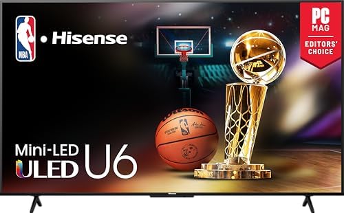 Hisense 75-Inch Class U6 Series Mini-LED ULED 4K UHD Google Smart TV (75U6N, 2024 Model) - QLED, Motion Rate 240, HDR 10+, Full Array Local Dimming, Game Mode Plus, Alexa Compatibility