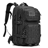 REEBOW GEAR ミリタリータクティカルバックパック ラージ アーミー 3日アサルトパック MOLLEバッグバックパック Large-40L ブラック