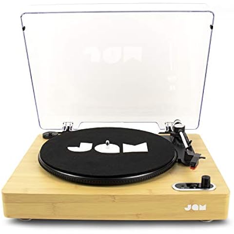 JAM Sound Stream Turntable, Portable Wireless Vinyl Record Player, Bluetooth, USB Connection, RCA Output, Aux-In, 3 Speed RPM, Dust Cover - Woodgrain
