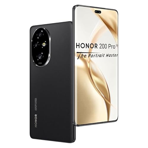 HONOR 200 Pro Smartphone 5G - ROM 512GB,Batería 5200mAh,Snapdragon 8s Gen 3（4mm）,Triple Cámara 50 MP,Pantalla 6.78'',Dual SIM, NFC,MagicOS 8.0/Android 14, Cargador 100W Incluido - Negro