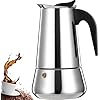 DITOSH 4 Cup Stovetop Espresso Maker Stainless Steel Moka Pot Espresso Maker Percolator Italian Coffee Maker Capable Moka Coffee Machine Cafe Percolator Maker for Home Camping 200 ml 6.6 oz