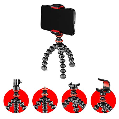 JOBY GorillaPod - Kit Básico Trípode Mini Flexible con Pinza Universal para Smartphone, Adaptador GoPro y Adaptador de Antorcha, Peso hasta 325 g, JB01571-BWW