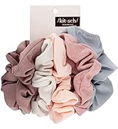 Kitsch Matte Scrunchies for Hair, Hair Scrunchies for Women, Soft Scrunchy Hair Bands, 5 Pack (Bl...