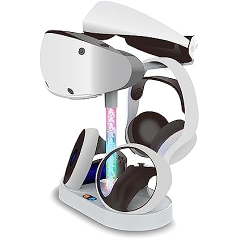 アローン(Allone) PSVR2用 チャージスタンドタワー ホワイト 27.5×14×24cm レトロゲーム まとめて充電 置くだけ充電 光るライトバー ALG-VR2CST