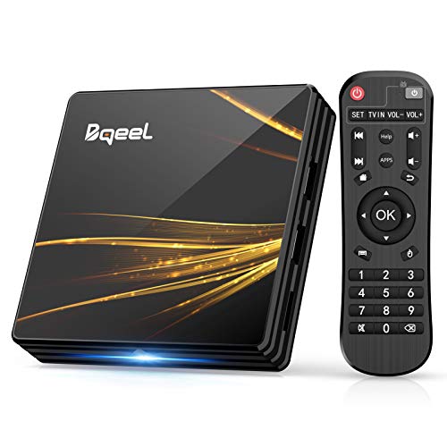 Android TV Box 10.0【4GB RAM+64GB ROM】 Bqeel TV Box RK3318 Quad-Core 64bit Cortex-A53 con 2k*4K UHD H.265, 5GHz / 2.4GHz WiFi ,BT 4.0 ,USB 3.0 Smart TV Box