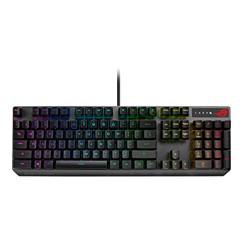 ASUS ROG Strix Scope RX RGB - Teclado Óptico Gaming FPS(Interruptores Óptico-Mecánicos ROG RX Red, Aura Sync, Resistencia al Agua y Polvo IP56, USB 2.0 y Superficie de Aluminio) Negro - QWERTY español