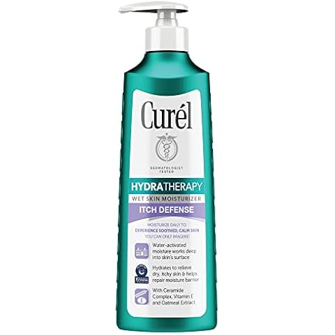 Curel Hydra Therapy Itch Defense Wet Skin Lotion, 12 Ounce (Pack of 1) | Advanced Ceramide Complex, Vitamin E, Oatmeal Extract | Helps to Repair Moisture Barrier