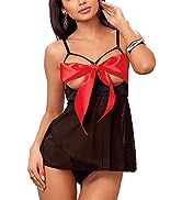 JuicyRose Unwrap Me Babydoll Red Bow Lingerie Set Sleepwear