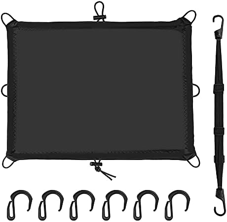 バイク用 ツーリング ネット42×60cm ツーリングネット 防水 ストレッチ生地 ユーティリティーネッ生地 バイク ネット 防水カバー 荷物固定 荷崩れ防止 固定用高耐久性ゴムひも 樹脂フック6個付属