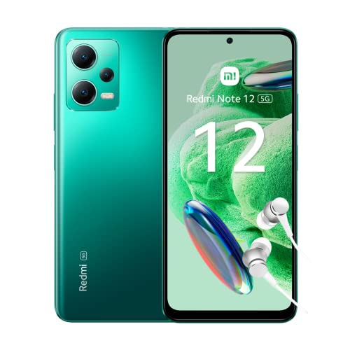 Redmi Note 12 5G - Smartphone de 4+128GB, Pantalla de 6,67" AMOLED FHD+ 120Hz, Qualcomm Snapdragon 4 Gen 1, Triple cámara de 48MP, carga turbo de 33W, 5000 mAh, verde (Versión ES + 3 años de garantía)