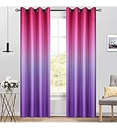 Yakamok Room Darkening Pink and Purple Blackout Ombre Curtains for Living Room,Light Blocking Gro...