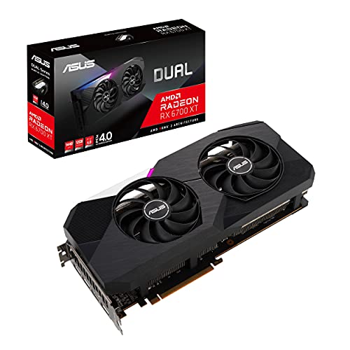 ASUS Dual AMD Radeon RX 6700 XT STD Edition 12 GB GDDR6 - Tarjeta gráfica Gaming (AMD RDNA 2, PCIe 4.0, 12 GB GDDR6, HDMI 2.1, DisplayPort 1.4a, Ventiladores Axial-Tech), 90YV0G82-M0NA00