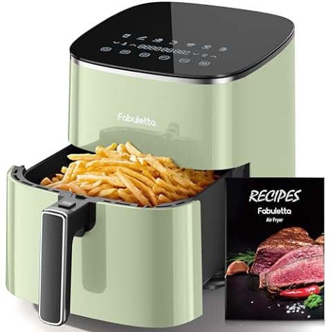 Air Fryer 6QT, FABULETTA 11 One-Touch Functions, 450℉ Fast Cooking, 95% Less Oil, Roast, Bake, Crisps, Broil and Air Fry for Easy Meals, SHAKE Reminder, Dishwasher Safe, Fits for 4-6 People