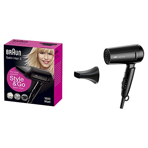 Braun Satin Hair 3 HD350 Style & Go - Secador de pelo viaje, 1600 W, color negro