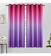 Yakamok Room Darkening Pink and Purple Blackout Ombre Curtainsfor Living Room,Light Blocking Grom...