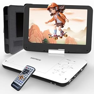 AESTIQUO 【新機種】ポータブルDVDプレーヤー 12.5型 dvdプレーヤー 10.5インチ液晶【車載用ホルダー】【リモコン&リモコン用電池付き 】cdプレーヤー 5時間連続再生 リージョンフリー CPRM対応 レジューム機能 270度回転 TV同期可能 SDカード/USBに対応 車載携帯式 軽量 操作簡単 日本語説明書付き