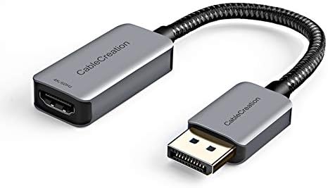 CableCreation Active DP to HDMI Adapter HDR 4K@60Hz 2K@144Hz 1080P@144Hz, Braided DisplayPort 1.4 to HDMI 4K Converter (Male to Female), Support Eyefinity Multi-Display, Aluminum