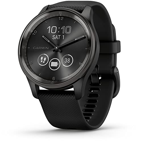 Garmin Vivomove Trend, Elegante Smartwatch Híbrido de 40 mm con Sofisticado Aspecto Analógico, Bisel de Acero Inoxidable y Funciones Inteligentes, Negro