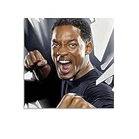 Will Smith ウィル・スミススターアートフォトポスター 4 バスルーム ベッドルーム リビング装飾 キャンバス ウォールアート プリント 油彩画 壁の絵16x16inch(40x40cm)