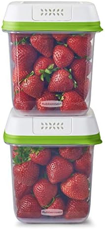 Rubbermaid FreshWorks Saver, Medium Produce Storage Containers, 2-Pack, 7.2 Cup, Clear, 2 Count