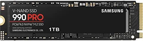 SAMSUNG 990 PRO SSD 1TB PCIe 4.0 M.2 2280 Internal Solid State Hard Drive, Seq. Read Speeds Up to 7,450 MB/s for High End Computing, Gaming, and Heavy Duty Workstations, MZ-V9P1T0B/AM