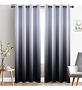 Yakamok Room Darkening Black Gradient Color Ombre Blackout Curtains with Grommet Thickening Polye...