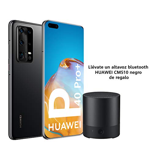 HUAWEI P40 Pro+ 5G - Smartphone de 6.58" OLED (8GB RAM + 512 GB ROM, Penta Cámara Leica de 50 MP (50+40+8+8+TOF), Zoom 100x, Kirin 990 5G, 4200 mAh, Carga rápida, EMUI 10 HMS) Negro + Altavoz CM510